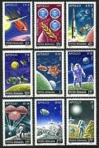 Romania 2387-2395, C192, MNH. Michel 3069-3077. US Apollo space program, 1972.