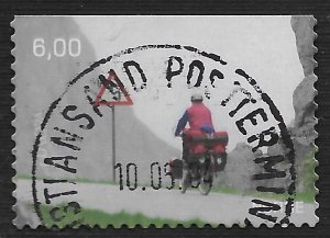 Norway #1395 6k Europa - Bicyclist in Moskenes