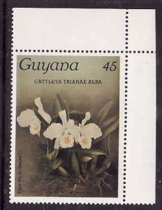 Guyana-Sc#1134a- id9-unused NH 45c-Flowers-Orchids-wmk Lotus Bud Multiple-1985-