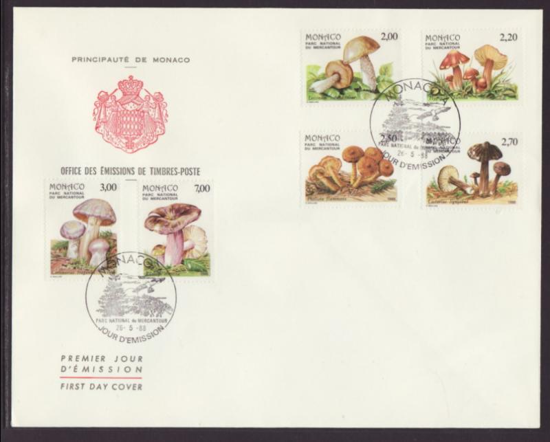 Monaco 1625-1630 Mushrooms 1988 U/A FDC