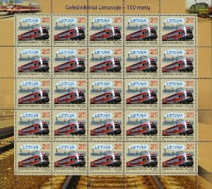 Lithuania Litauen 2009 Railways 150 ann sheetlet of 25 stamps MNH