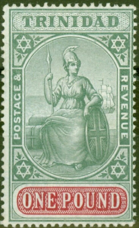 Trinidad 1907 £1 Green & Carmine SG145 Fine & Fresh Mtd Mint