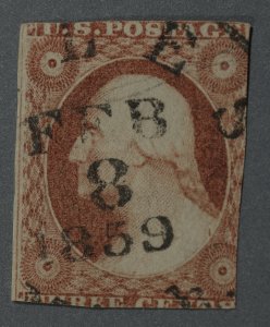 United States #26 Used Type I Cancel Dated FEB 8 1859