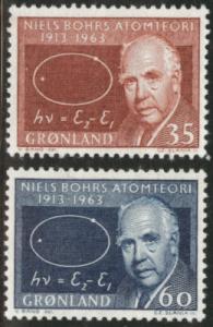 GREENLAND Scott 66-7 MNH** Niels Bohr atomic theory set