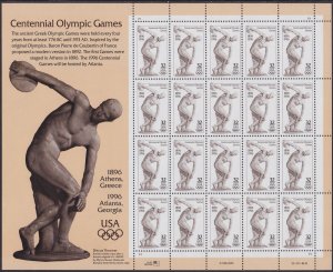 3087 Centennial Olympics Sheet MNH