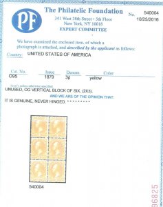 USA #O95 Mint Fine Never Hinged **With Certificate**