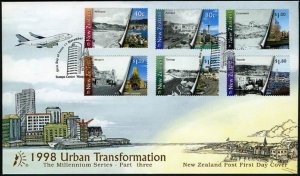 New Zealand 1557-1562,FDC. Urban Transformation,1998.Wellington,Auckland,Donedin