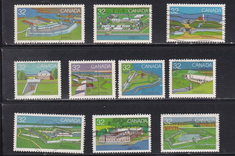 Canada # 983-992, Canada Day - Forts, Used Set, 1/2 Cat.