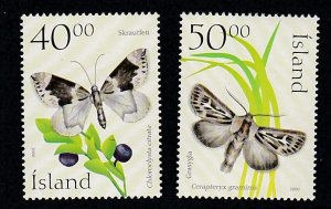 Iceland # 919-920, Butterflies, Mint NH, 1/2 Cat