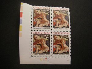 Scott 2427, 25c Christmas, PB4 #6675 1 LL bottom, MNH Beauty