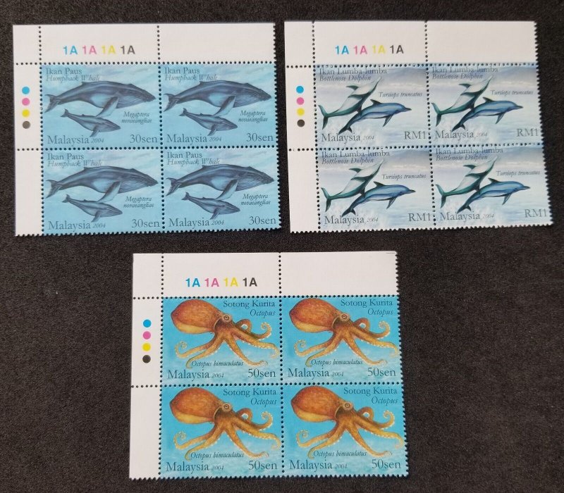 *FREE SHIP Malaysia Marine Life VI 2004 Whale Dolphin Octopus (stamp blk 4) MNH