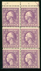 USA 1917 Washington 3¢ Violet Ty 2 Booklet Pane Perf 11 Scott 502b MNH ? C499