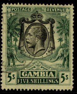 GAMBIA GV SG141, 5s green-yellow, VERY FINE USED. Cat £85. CDS