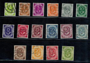 Germany 1951 Used Stamps Scott 670-685 Posthorn