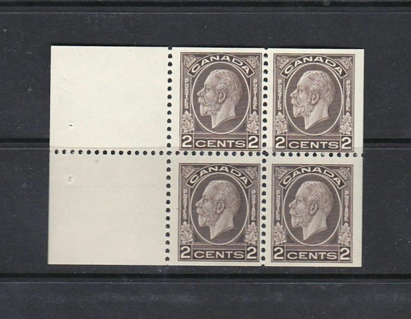 CANADA - 1932 - KG V TWO CENT MEDALLION BOOKLET PANE - SCOTT 196a - MH