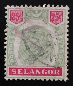 Malaya 1896 Selangor Tiger 25c Used SG#58 M2193