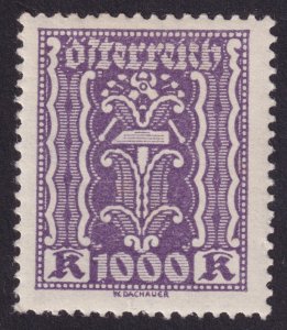 Austria 281 from 1923 1000k vio. MHVF UW pf 12 1/2 Single Typo Symbols of Labor