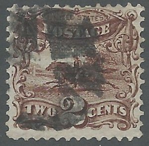 U.S., 1869, Scott #113, 2c brown, Used, Fine - Very Fine, Sharp Color