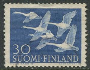 Finland - Scott 344 - Whooper Swans -1956- Used - Single 30m Stamp