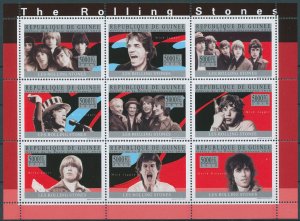 Rolling Stones Stamps Guinea 2010 MNH Music Singers Mick Jagger Richards 9v M/S