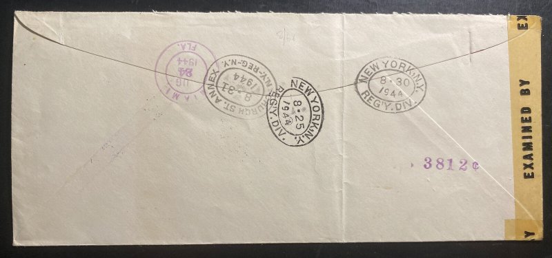 1944 Caracas Venezuela First Day Censorsd Cover To New York USA Red Cross Stamps