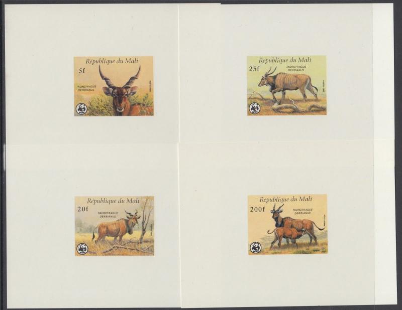 XG-BA072 MALI IND - Wwf, 1986 Wild Animals, 4 Deluxe Sheets MNH