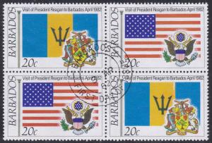 Barbados # 581-584, President Reagan's visit, Used Blocks of Four