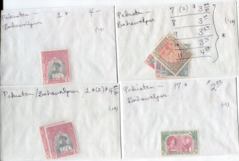 Pakistan Bahawalpur Collection - Mixed Condition Issues - Cat Value $148+