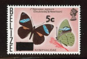 BELIZE  Scott 386 MNH** 5c Butterfly overprint