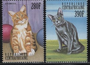 CENTRAL AFRICAN REPUBLIC, 1279-1280, S/SET, MNH, 1999, CATS