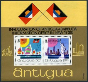 Antigua 303a sheet,MNH.Michel Bl.6. Racing yachts,Statue of Liberty,1972.