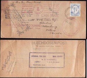 Tonga cover #11325-Tonga-Tillsonburg- Niuafo'ou 21 Jl 1936- tin can cano...