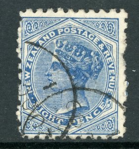 New Zealand 1898 8p Blue Advertising on Reverse QV Scott #66 Mint G217