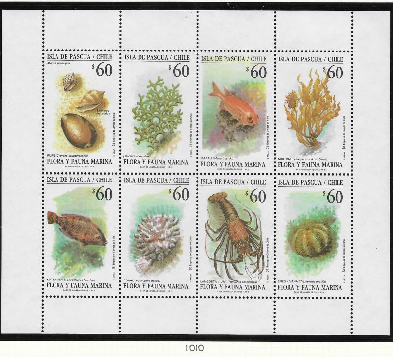 Chile #1010 60p Marine Life sheet of 8 (MNH) CV$10.00