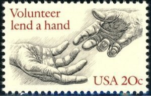 U.S.#2039 Volunteerism-Lend A Hand 20c Single,  MNH.