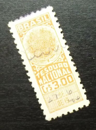 Brazil Brasil Revenue Stamp 3.00 Crs - National Treasure B14 