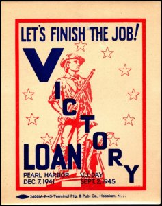 1945 US WW II Window Decal Let’s Finish The Job! V For Victory Pearl Harbor Dece