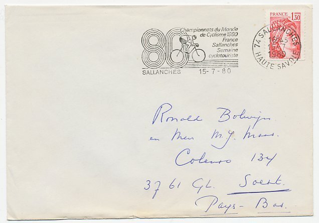 Cover / Postmark France 1980 World Cycling Championships Sallanches 1980