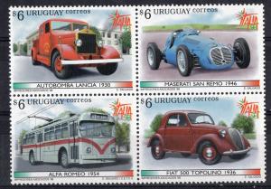 Italy vehicle car race firemen pumper trolley Bus URUGUAY #1749 MNH STAMP cv$8.5