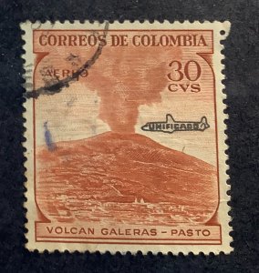 Colombia 1959 Scott C338 used - 30c, Galeras Volcano Overprinted