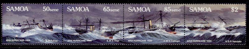 SAMOA QEII SG822a, 1989 centenary of Apia hurricane strip of 4, NH MINT.