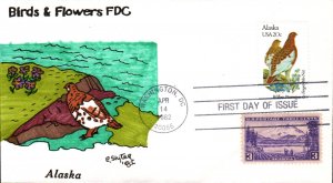 #1954 Alaska Birds - Flowers Combo Slyter FDC