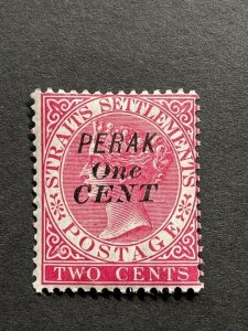 Perak, Scott 28a, Mint NH, Bar Omitted Variety, Scott CV $215