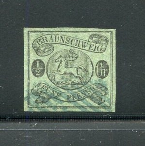 GERMAN STATES BRAUNSCHWEIG 1863 SCOTT #1/2gr FOUR MARGIN COPY USED