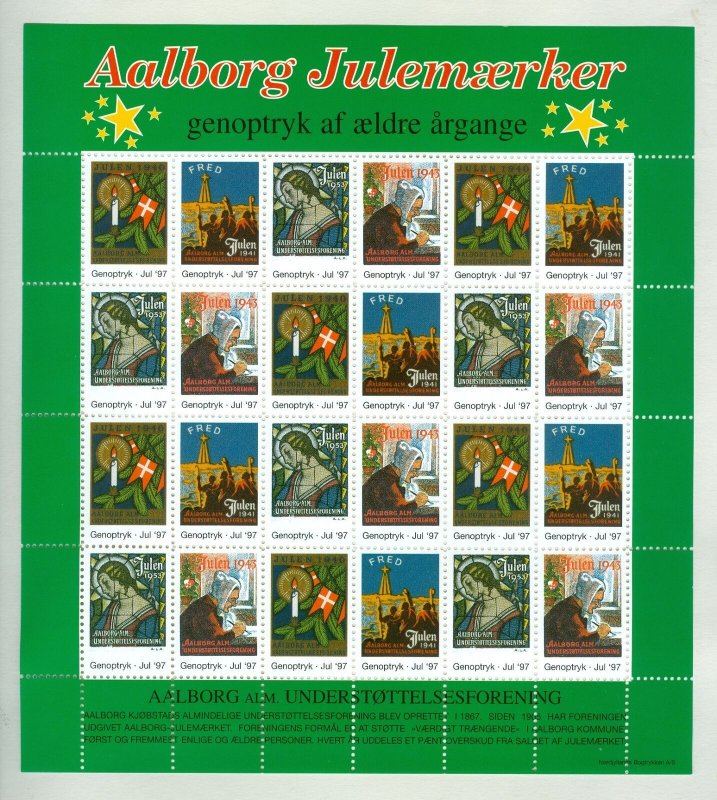 Denmark. 1997. Christmas Sheet MNH. Local: Aalborg.  Seal Older Year, Reprinted.