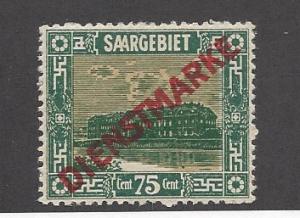 Saar, O13, Official Overprinted Single, **Hinged**