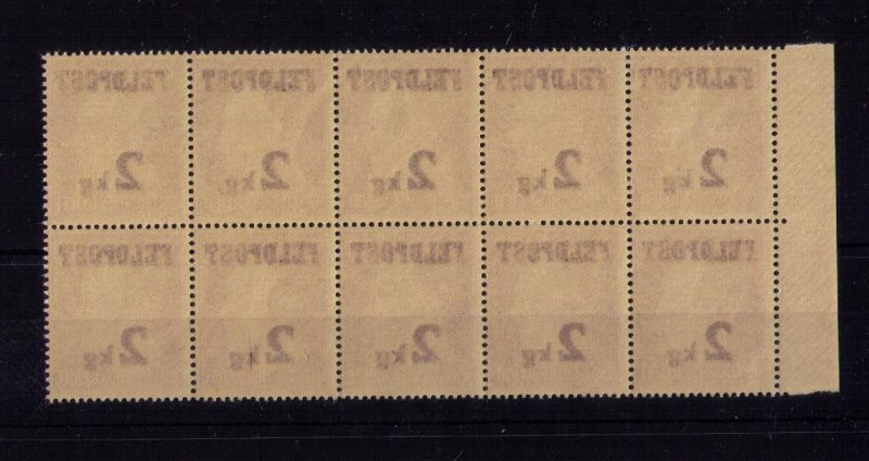 MNH Germany Sc MQ3 Feldpost Block of 10 Og Very Fine