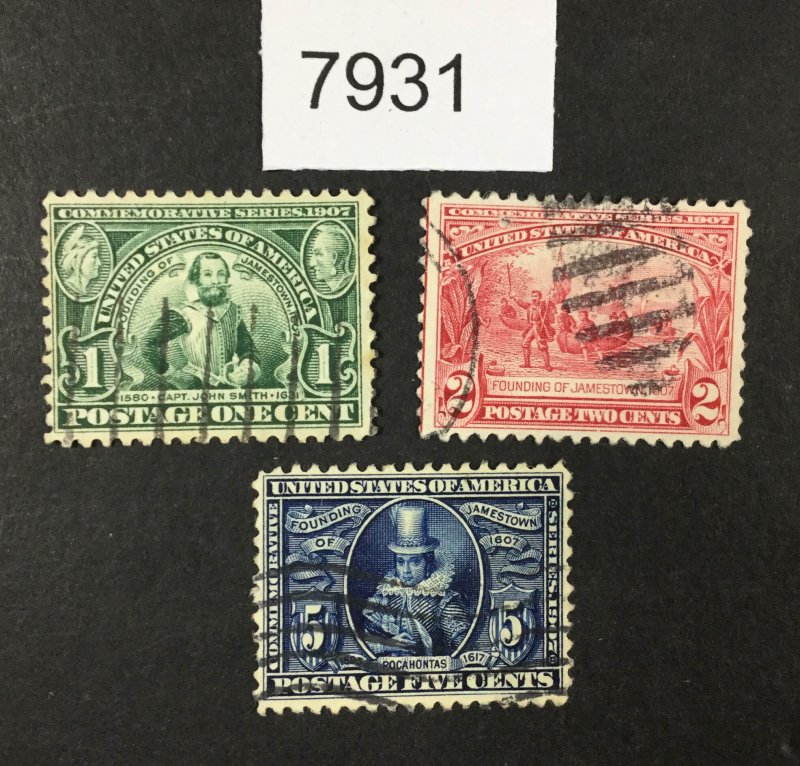 MOMEN: US STAMPS #328-330 USED LOT #7931