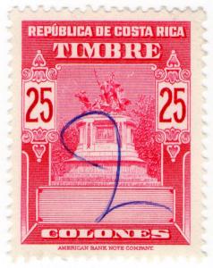 (I.B) Costa Rica Revenue : Duty Stamp 25C