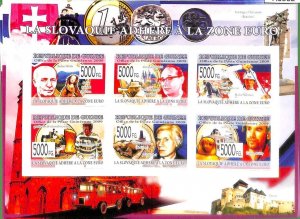 A0562 - GUINEA - ERROR IMPERF  Stamp Sheet  2009 coins Euro  Монета Евро зона